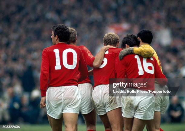 Celebrations for England after Martin Peters had scored their second goal during the FIFA World Cup Final between England and West Germany at Wembley...