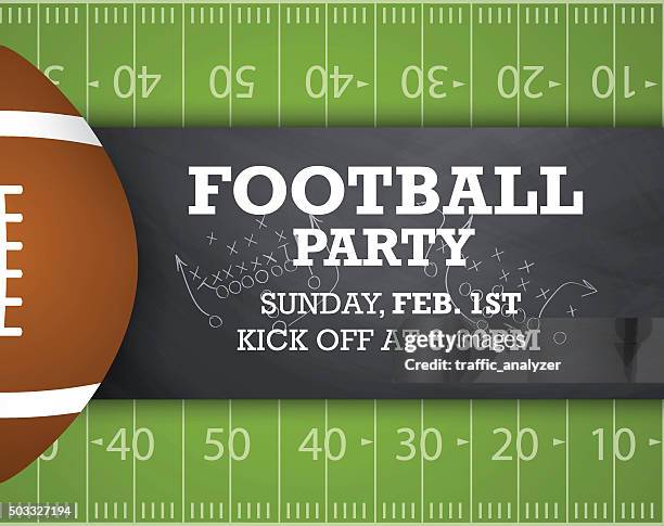 football party invitation - american football play diagram stock illustrations