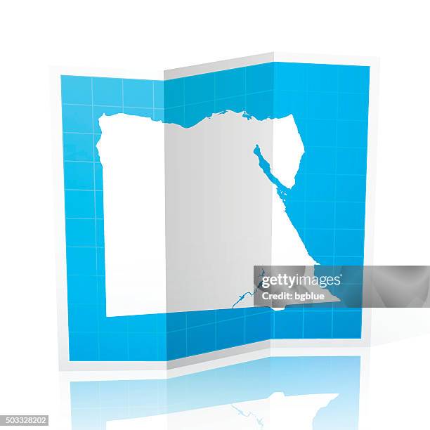 egypt map folded, isolated on white background - new cairo stock illustrations