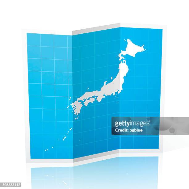 japan map folded, isolated on white background - sea of japan or east sea stock illustrations