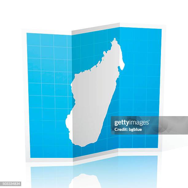madagascar map folded, isolated on white background - antananarivo stock illustrations