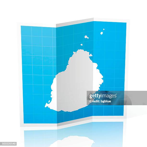 mauritius map folded, isolated on white background - mauritius stock illustrations