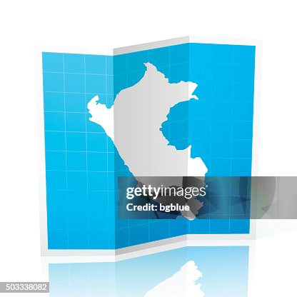 Peru Map folded, isolated on white Background Peru Map folded, isolated on white Background