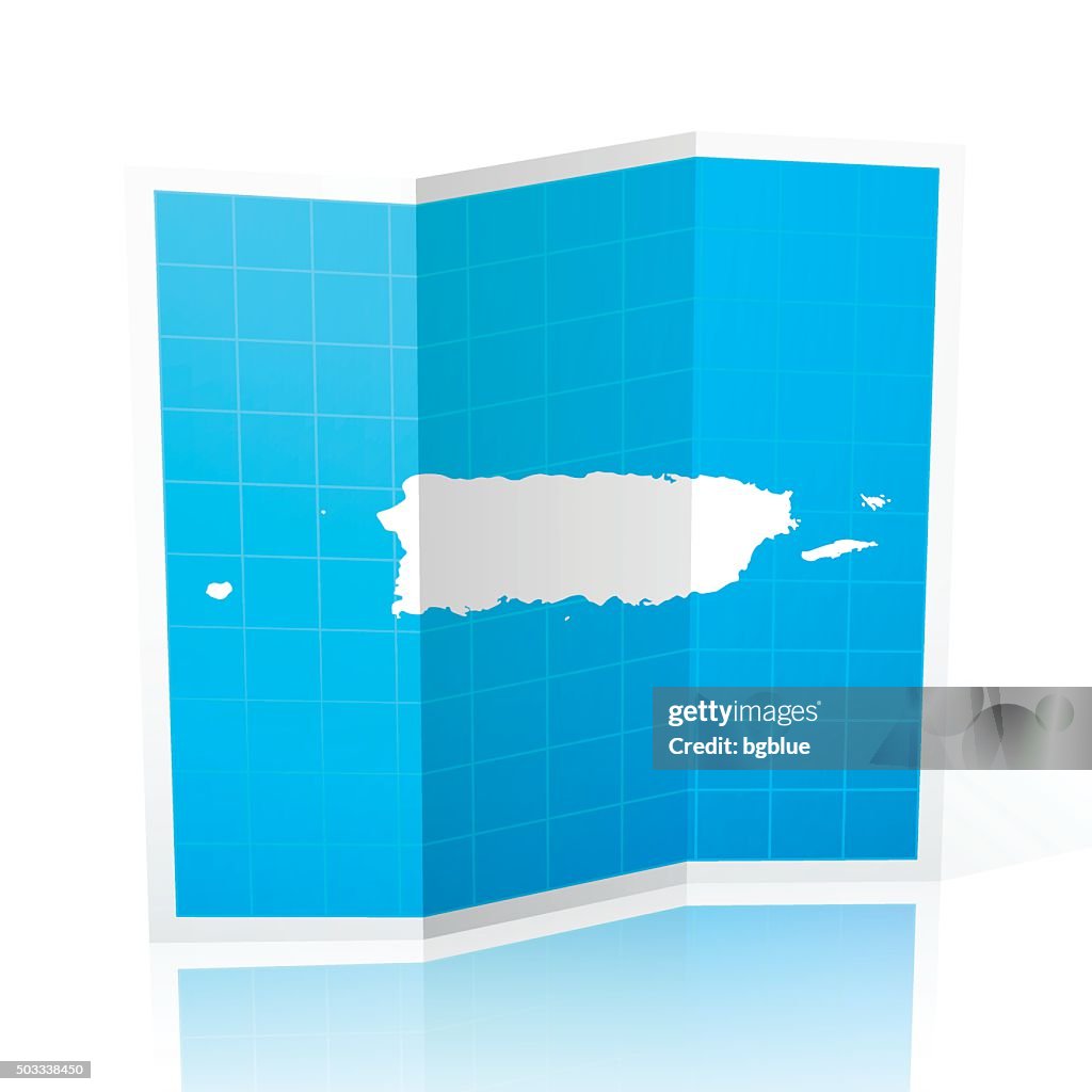 Puerto Rico Map folded, isolated on white Background