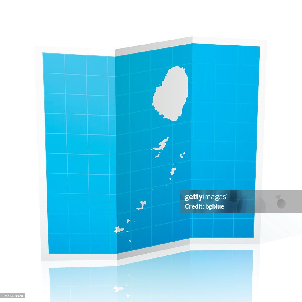 Saint Vincent and the Grenadines Map folded, on white Background