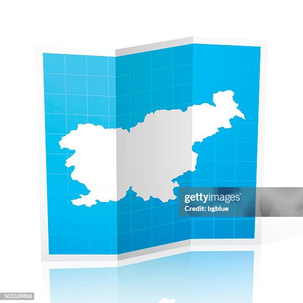 slovenia map folded, isolated on white background - ljubljana stock illustrations