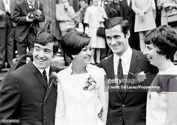Arsenal footballer George Graham after his marriage to Marie Zia at Marylebone Town Hall in London, with his best man and team-mate Terry Venables...