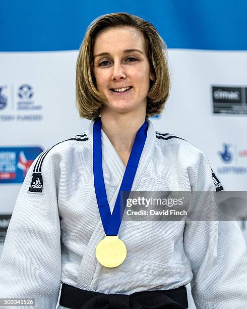 Laure Fournier who has dual nationality with France won the u57kg gold medal during the British Senior Judo Championships at the English Institute of...