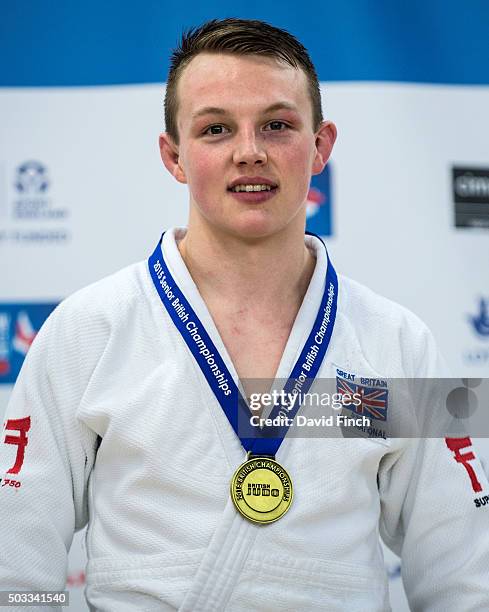 Peter Miles won the u60kg gold medal during the British Senior Judo Championships at the English Institute of Sport on December 13, 2015 in...