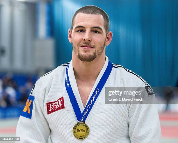 Gary Hall won the u90kg gold medal during the British Senior Judo Championships at the English Institute of Sport on December 13, 2015 in Sheffield,...