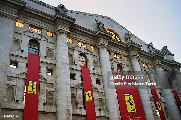 General view of the Stock Exchange in Affari square, during the Ferrari SpA launch on the Borsa Italiana, on January 4, 2016 in Milan, Italy....