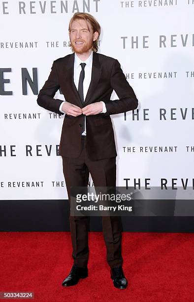 Actor Domhnall Gleeson attends the Premiere of 20th Century Fox And Regency Enterprises' 'The Revenant' at TCL Chinese Theatre on December 16, 2015...