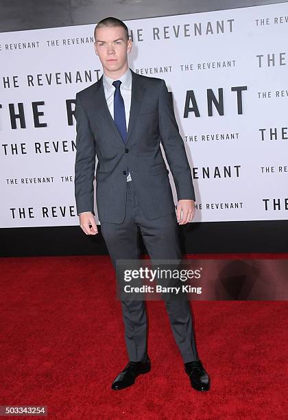 Actor Will Poulter attends the Premiere of 20th Century Fox And Regency Enterprises' 'The Revenant' at TCL Chinese Theatre on December 16, 2015 in...