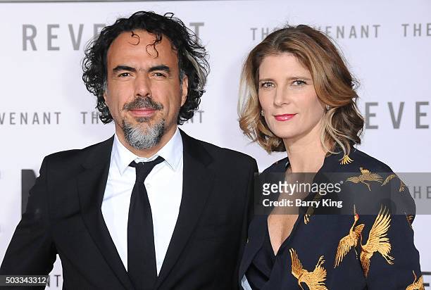 Director/writer Alejandro Gonzalez Inarritu and Maria Eladia Hagerman attends the Premiere of 20th Century Fox And Regency Enterprises' 'The...