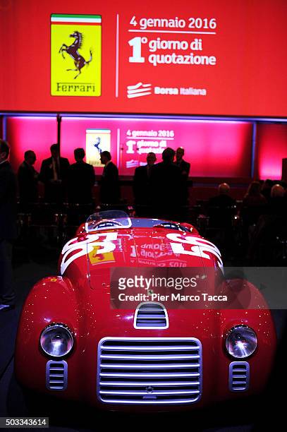Atmosphere during the Ferrari SpA launch on the Borsa Italiana, on January 4, 2016 in Milan, Italy. Following the success of its listing on the NYSE...