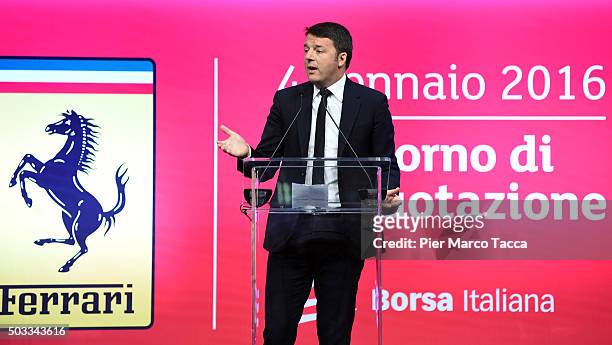 Italian Prime Minister Matteo Renzi speaks during the launch on the Borsa Italiana, on January 4, 2016 in Milan, Italy. Following the success of its...