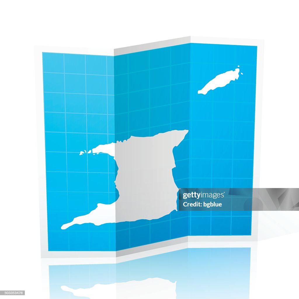Trinidad and Tobago Map folded, isolated on white Background