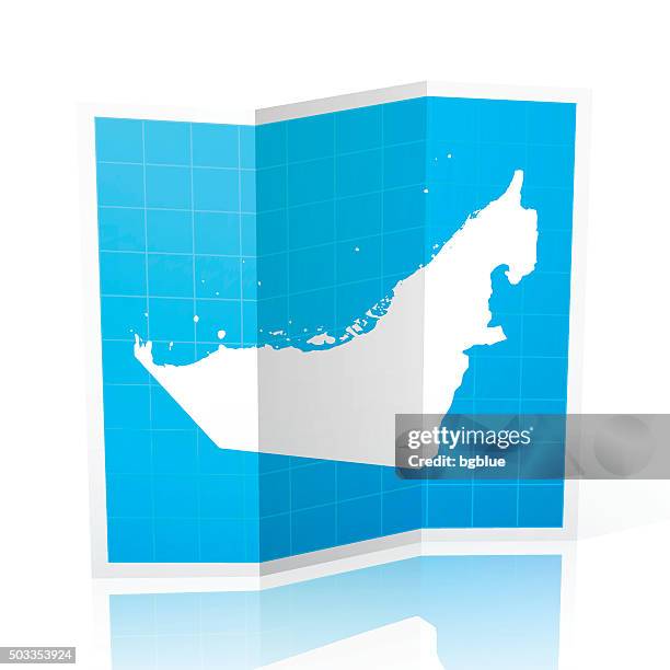 united arab emirates map folded, isolated on white background - dubai map vector stock illustrations