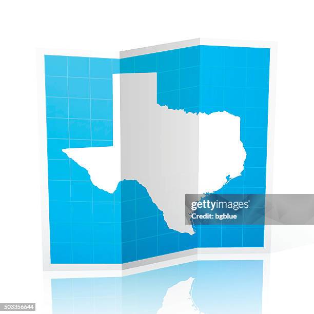 texas map folded, isolated on white background - austin stock illustrations