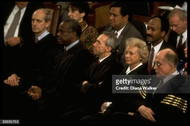 Supreme Court Justices Breyer, Thomas, Souter, O'Connor & Rehnquist during Pres. Bill Clinton's State of Union address to Joint Session of Congress...