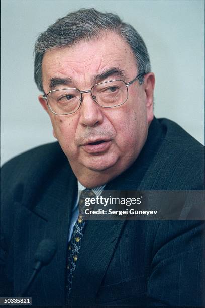 Russian PM Yevgeni Primakov in serious portrait.