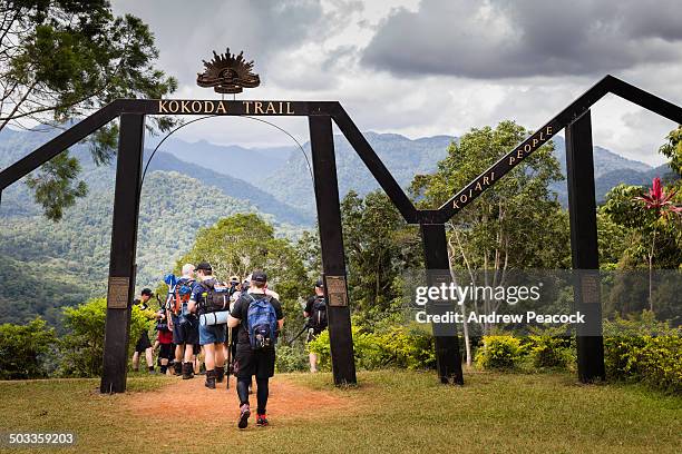 start of the kokoda trail at owers corner - papua new guinea people stock pictures, royalty-free photos & images