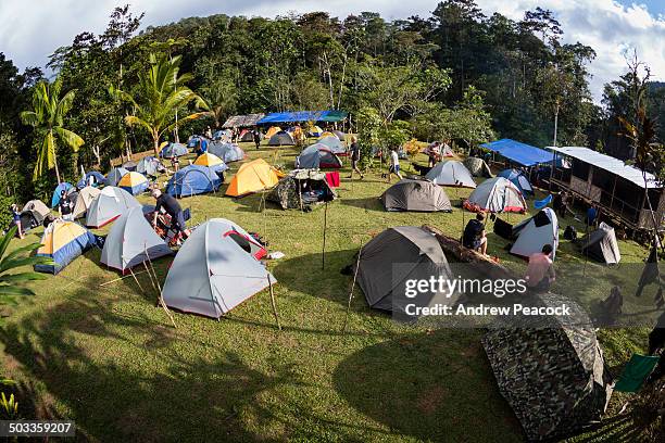 kokoda trail camp at the village of uberi - kokoda wwii stock pictures, royalty-free photos & images