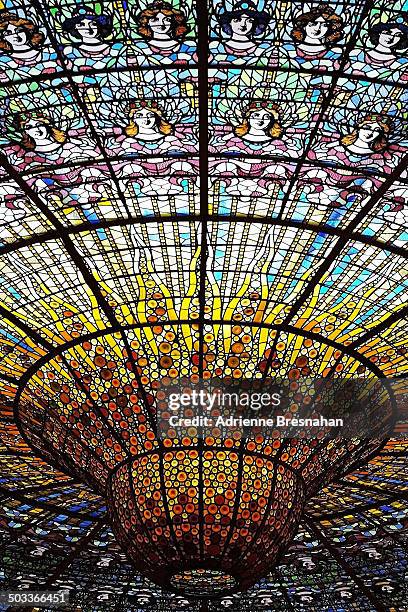 skylight of the palau de la musica catalana - barcelona palau de la musica catalana stock pictures, royalty-free photos & images