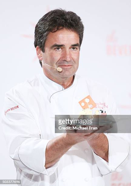 Executive Pastry Chef Thomas Henzi onstage during 73rd Annual Golden Globe menu preview held at The Beverly Hilton Hotel on January 4, 2016 in...