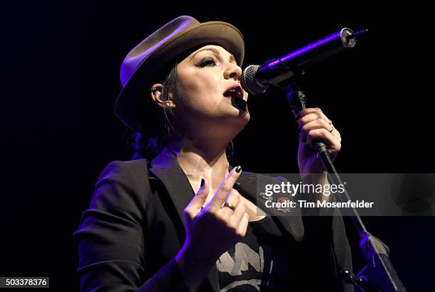 Aimee Allen of The Interrupters performs at The Warfield on January 2, 2016 in San Francisco, California.