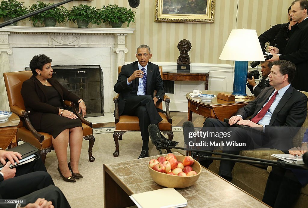 Obama Meets With Loretta Lynch And FBI Director Comey At White House