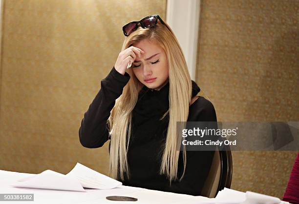 Molly O'Malia takes part in a press conference with her attorney Gloria Allred to respond to O.K. Magazine's December 28, 2015 cover story that...