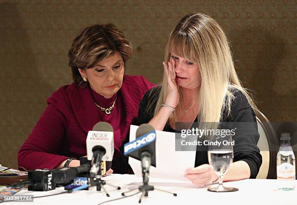 Anne Lowry O'Malia , the mother of Molly O'Malia and her attorney Gloria Allred speak during a press conference to respond to O.K. Magazine's...