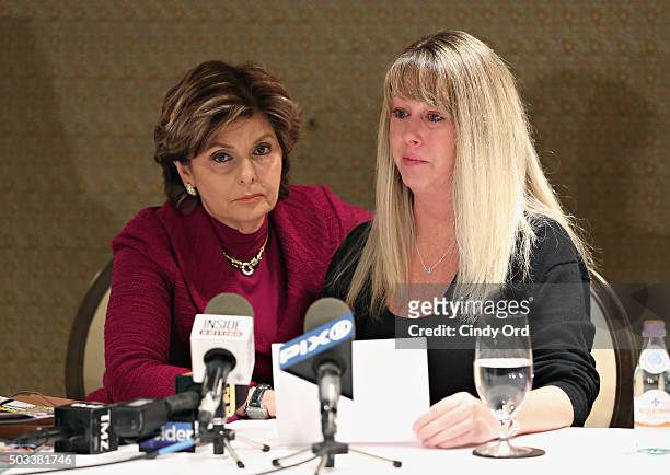 Anne Lowry O'Malia , the mother of Molly O'Malia and her attorney Gloria Allred speak during a press conference to respond to O.K. Magazine's...