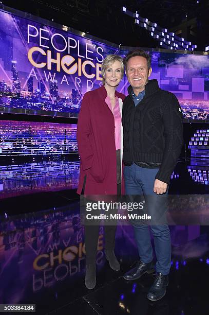 Host Jane Lynch and producer Mark Burnett attend the People's Choice Awards 2016 press day at Microsoft Theater on January 4, 2016 in Los Angeles,...