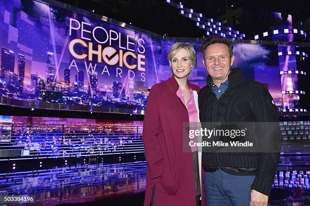 Host Jane Lynch and producer Mark Burnett attend the People's Choice Awards 2016 press day at Microsoft Theater on January 4, 2016 in Los Angeles,...