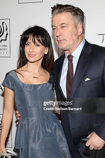 Hilaria Thomas and Alec Baldwin attend 2015 New York Film Critics Circle Awards at TAO Downtown on January 4, 2016 in New York City.