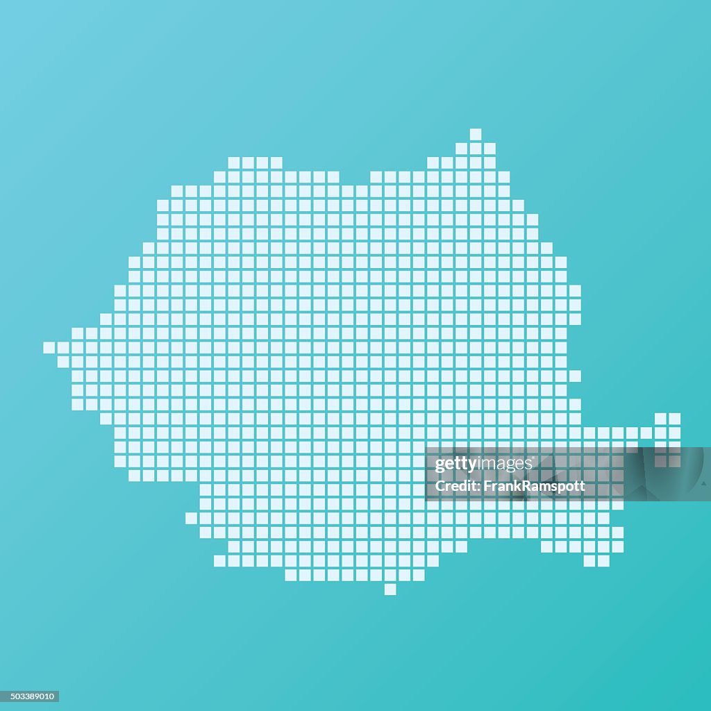 Romania Map Basic Square Pattern Turquoise