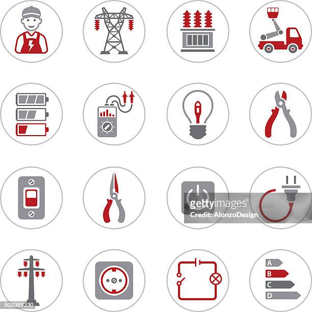electricity icons - toggle switch stock illustrations