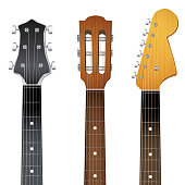 Set of Guitar neck fretboard and headstock