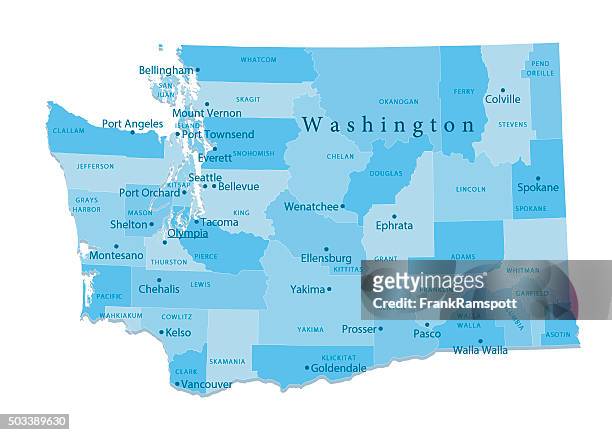 washington state vector map isolated - seattle map stock illustrations