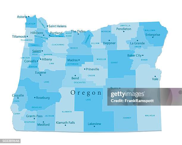 stockillustraties, clipart, cartoons en iconen met oregon vector map isolated - portland oregon