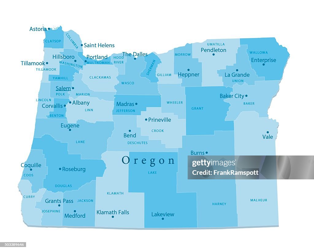 Oregon Vector Map Isolated