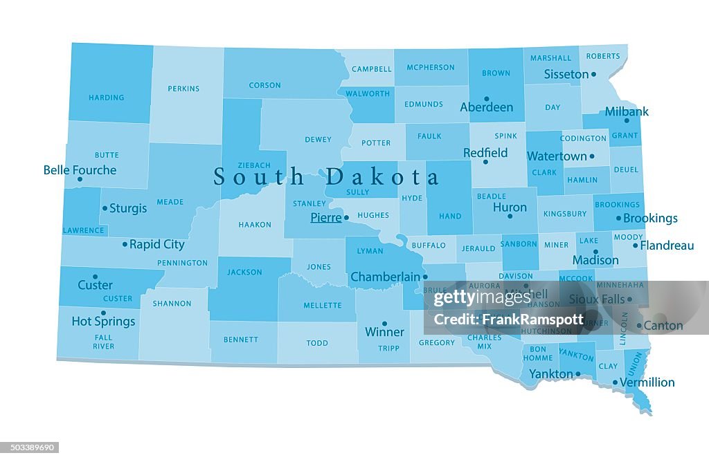 South Dakota Vector Map Isolated