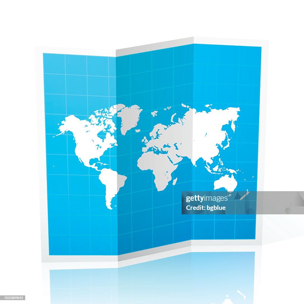 World Map Folded Isolated On White Background High-Res Vector Graphic ...