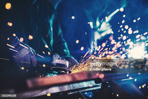 metal industry routine. - welding stock pictures, royalty-free photos & images