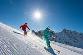 alpine skiing in the alp mountains
