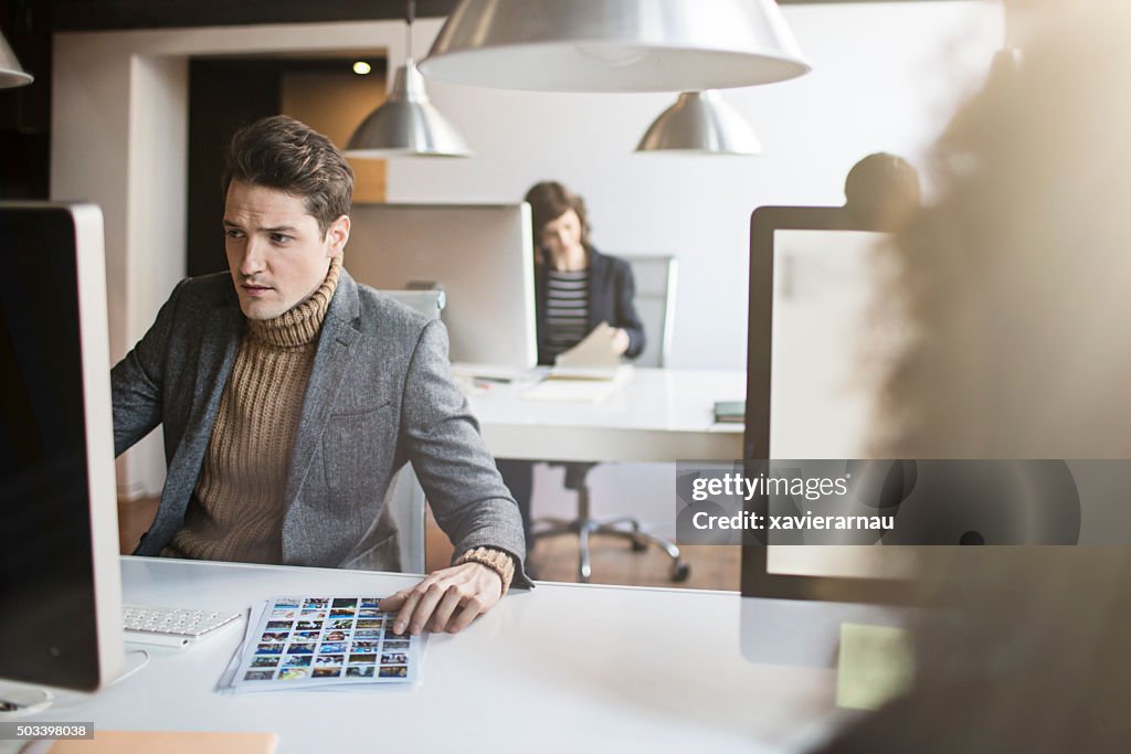 Young people working on a startup office