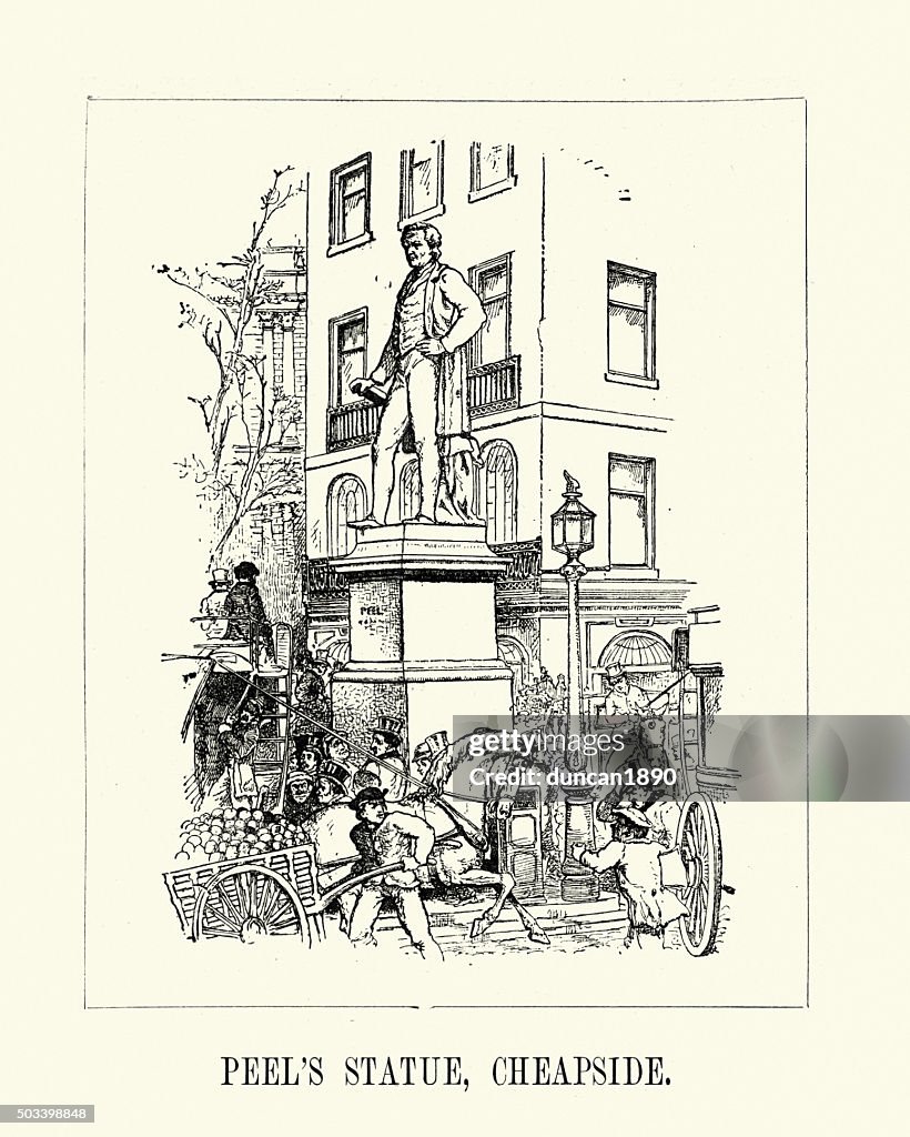 Victorian London - Peel's Statue on Cheapside