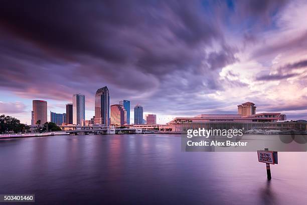 tampa city convention center - dramatic sunset after storm - tampa sunset stock pictures, royalty-free photos & images